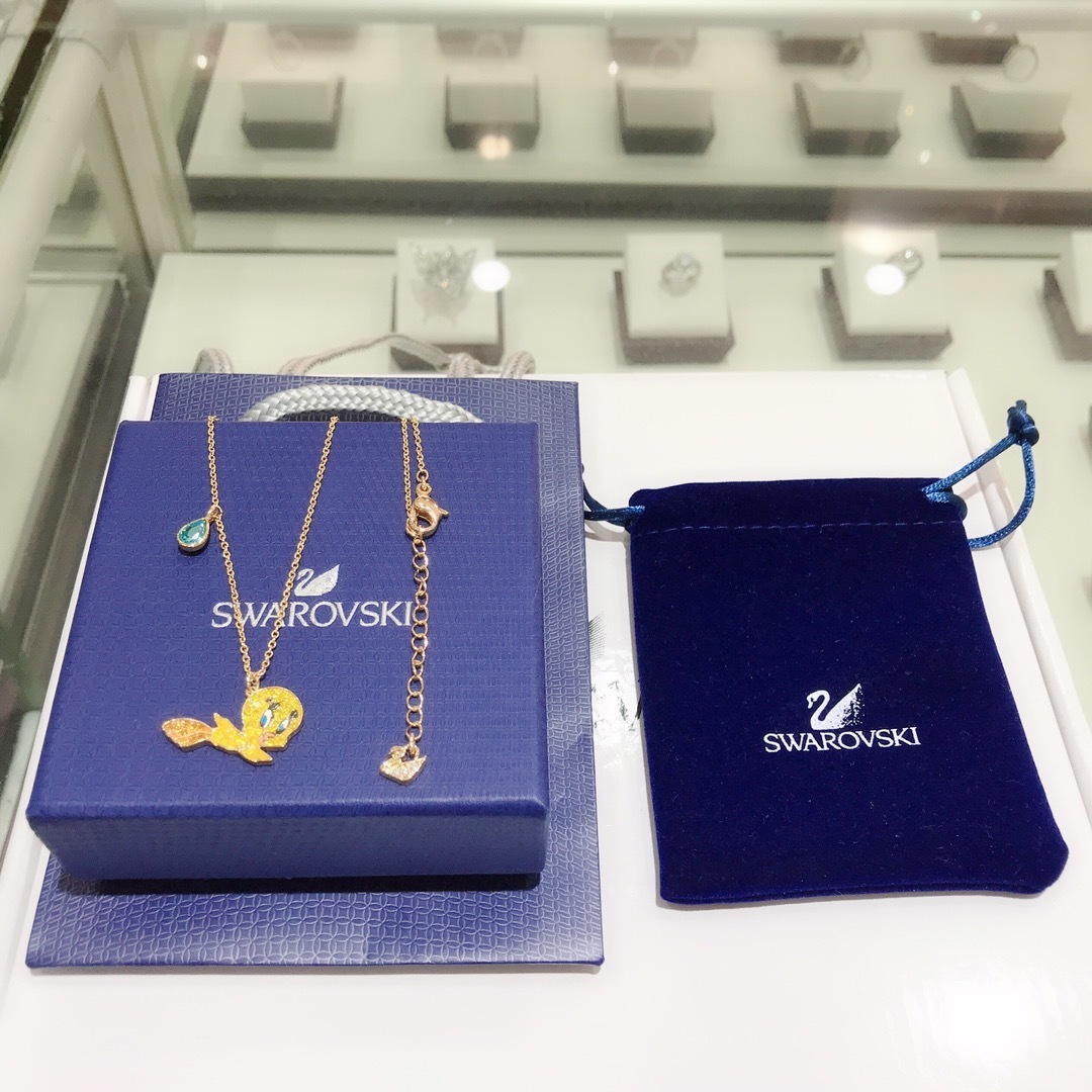 Swarovski Tweety Bird Gold Necklace – Cute Cartoon Pendant