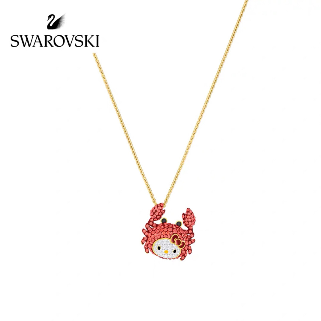 Hello Kitty Crab Pendant – Swarovski – Gold-Tone Necklace