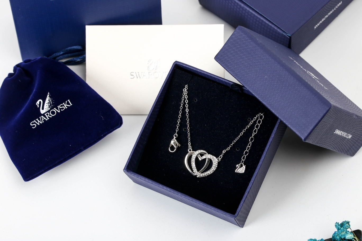 Swarovski Silver Hearts Necklace – Swarovski Silver Interlocking