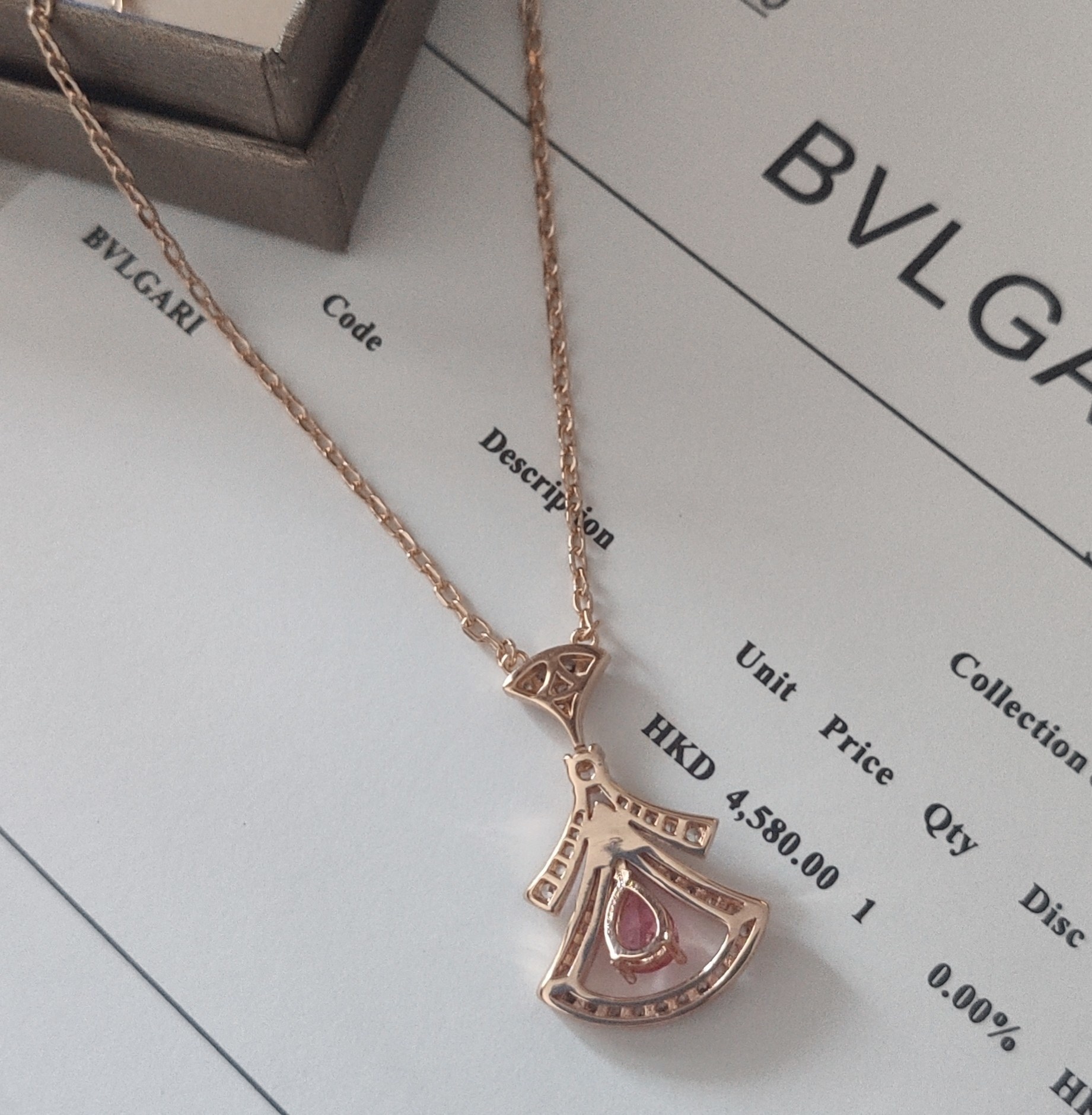 Bvlgari Rose Gold Diva Necklace – Pink Sapphire Accent
