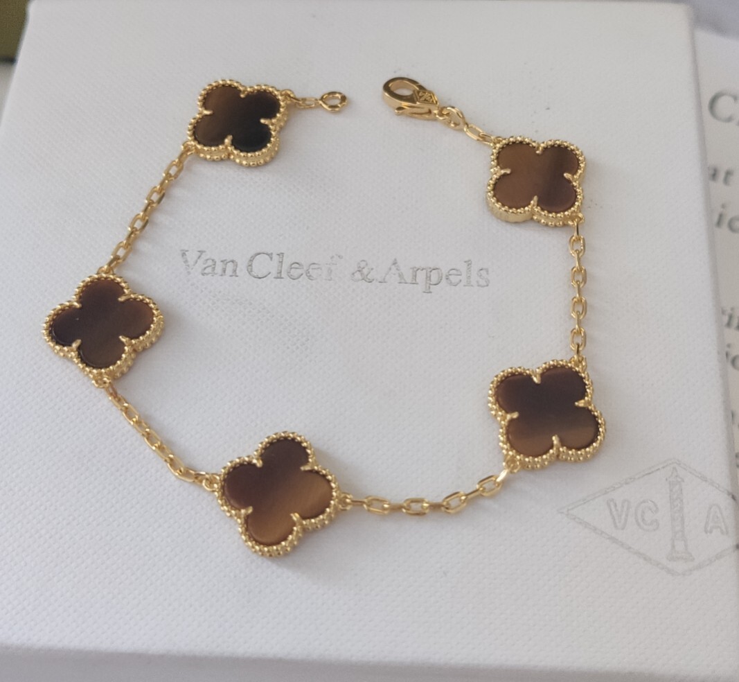 Van Cleef & Arpels Vintage Alhambra Bracelet 5 Motifs Tiger’s Eye