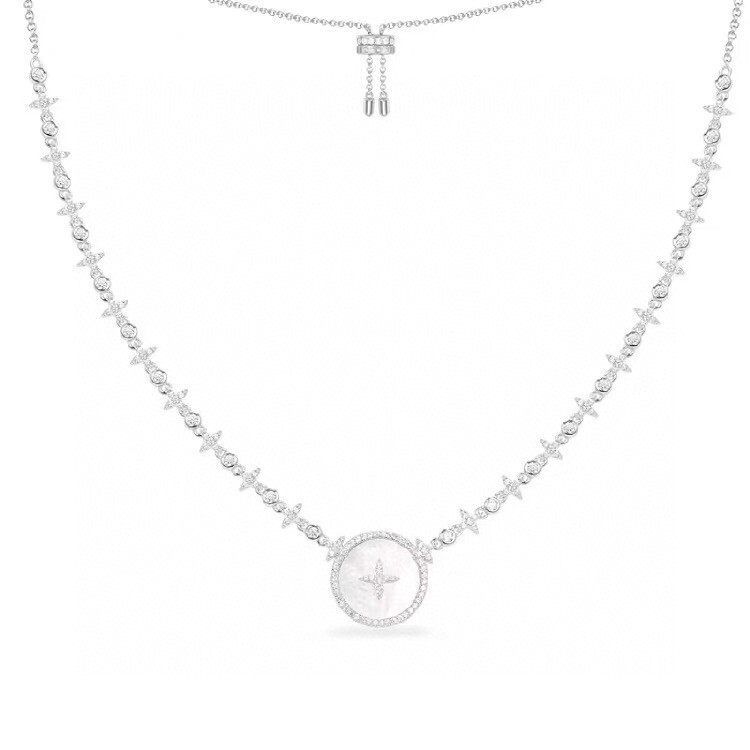 LV Silver Mother-of-Pearl Star Necklace – Dainty Design