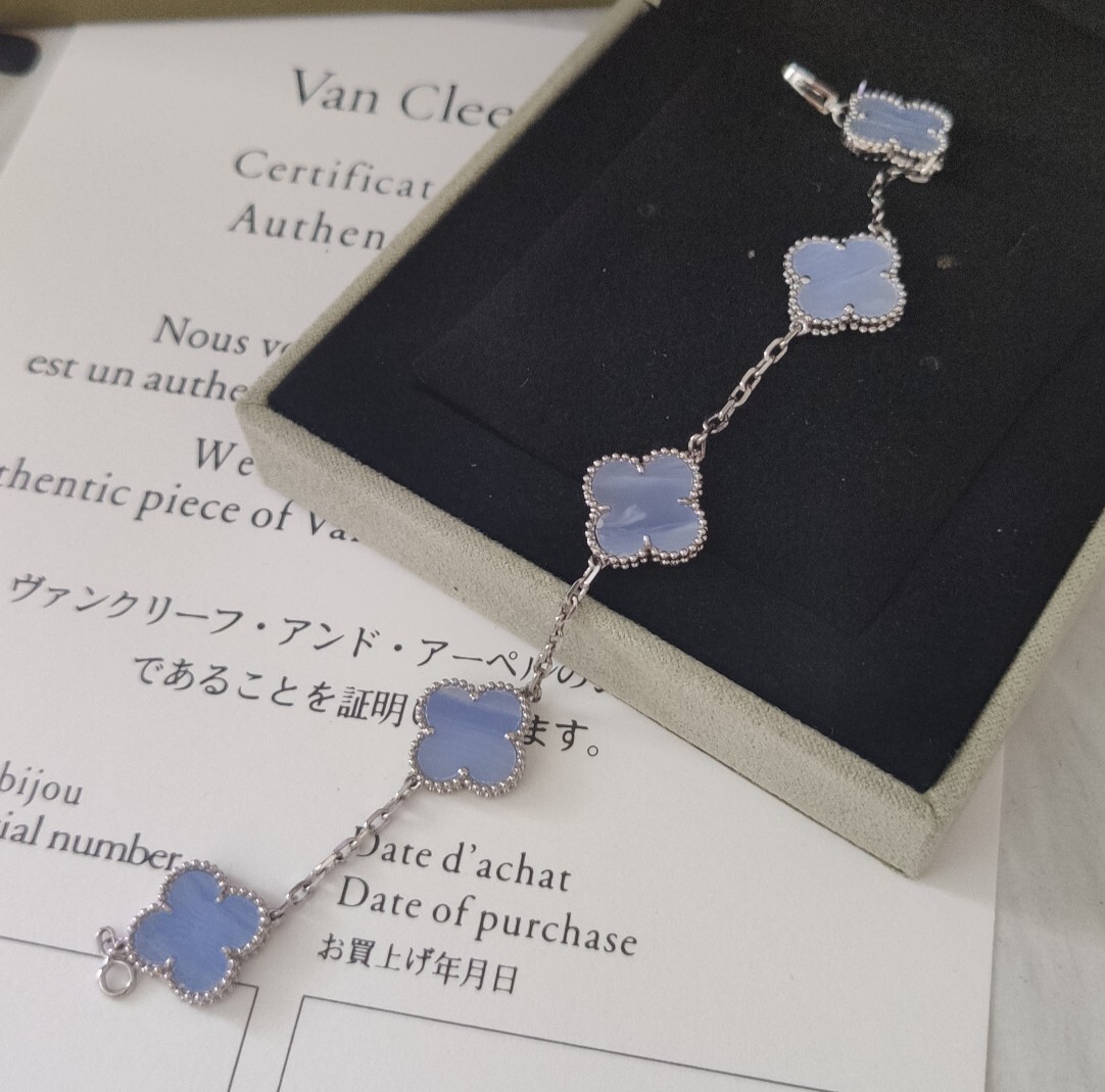 Van Cleef & Arpels Vintage Alhambra Bracelet, Blue Agate