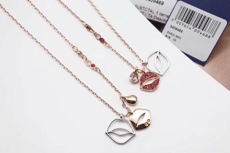 Swarovski Rose Gold Lips Pendant Necklace – Crystal Accents