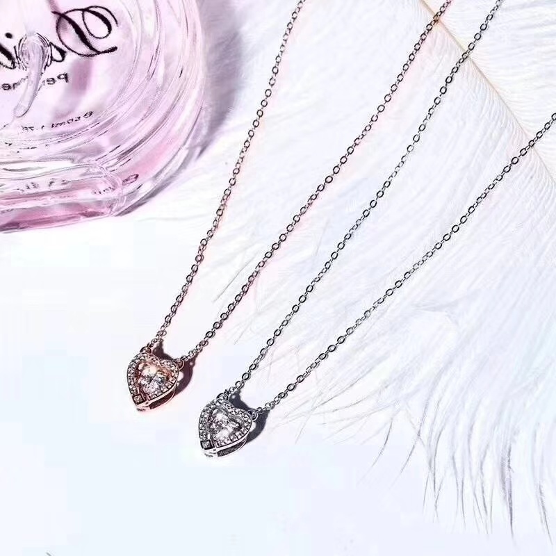 Heart Pendant Rose Gold Silver – Delicate Heart Pendant Necklace