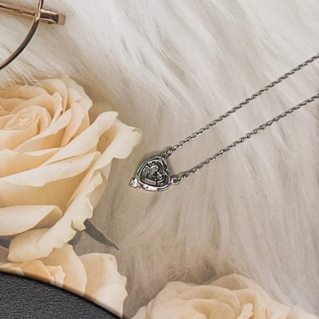 Swarovski Silver Pink Heart Swan Necklace – Delicate Pendant