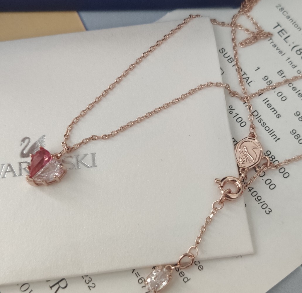 Swarovski Rose Gold Pink Heart Pendant Necklace