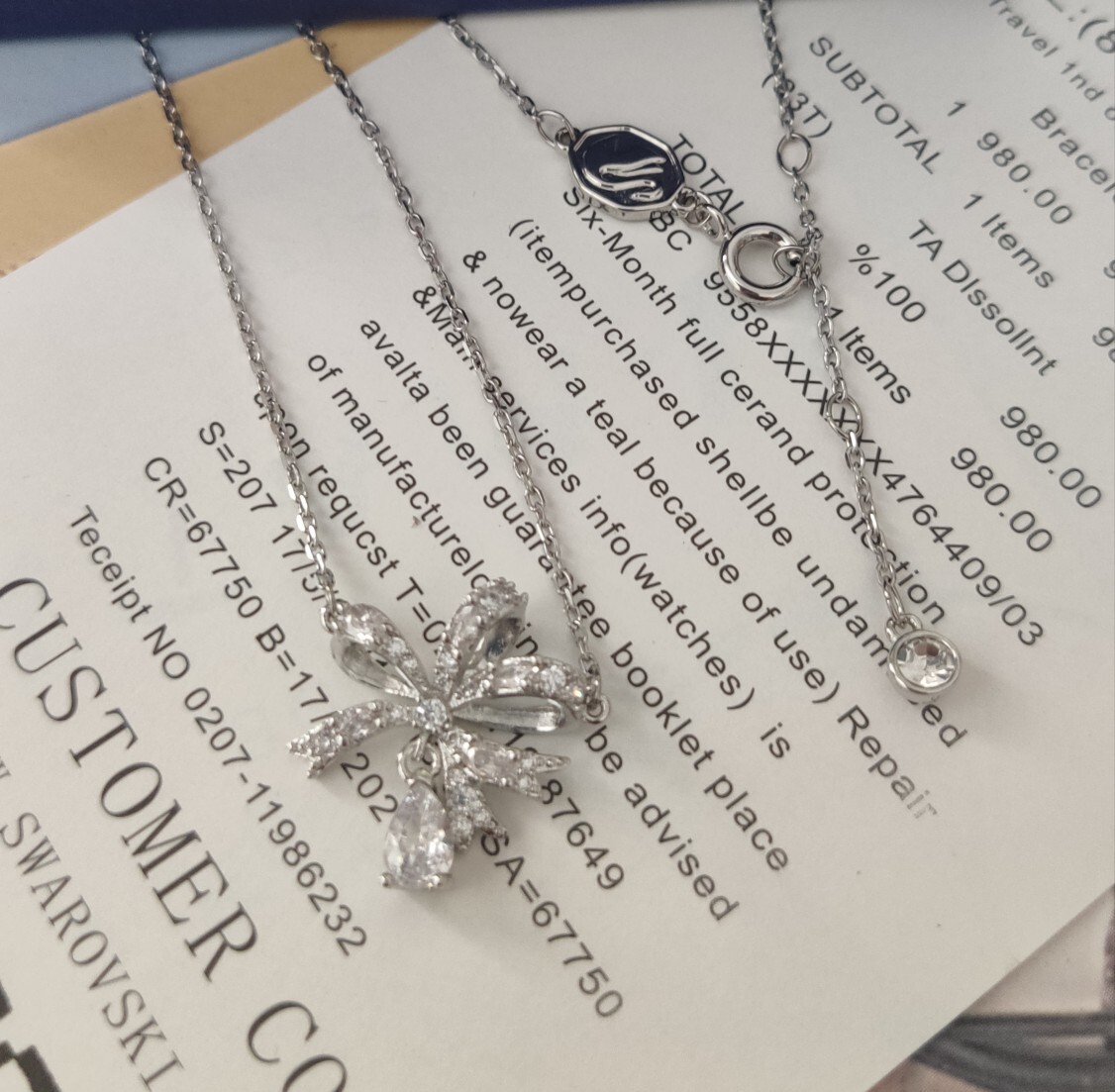 Swarovski Crystal Bow Necklace – Swarovski Silver Crystal Bow Pendant