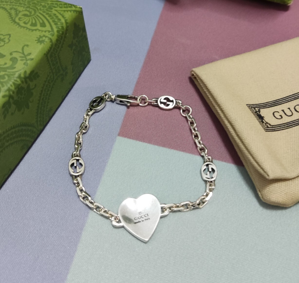 Gucci Heart Charm Bracelet | Premium Quality Sterling Silver