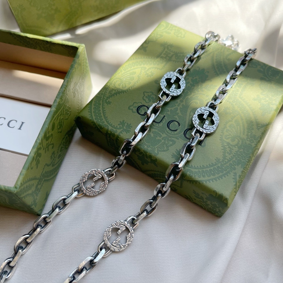 turquoise Gucci Silver Chain Necklace – Gucci Silver Chain Necklace