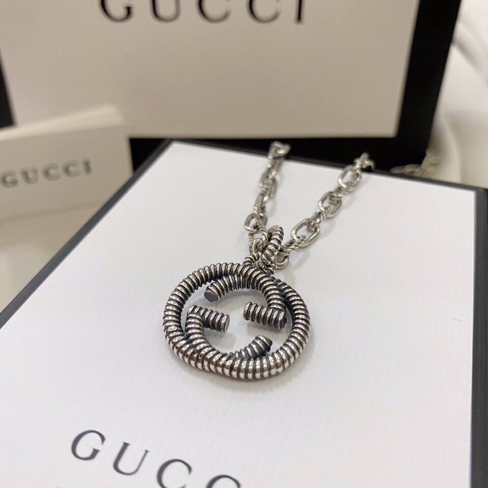 Gucci Aged Silver Necklace interlocking – Gucci Aged Silver