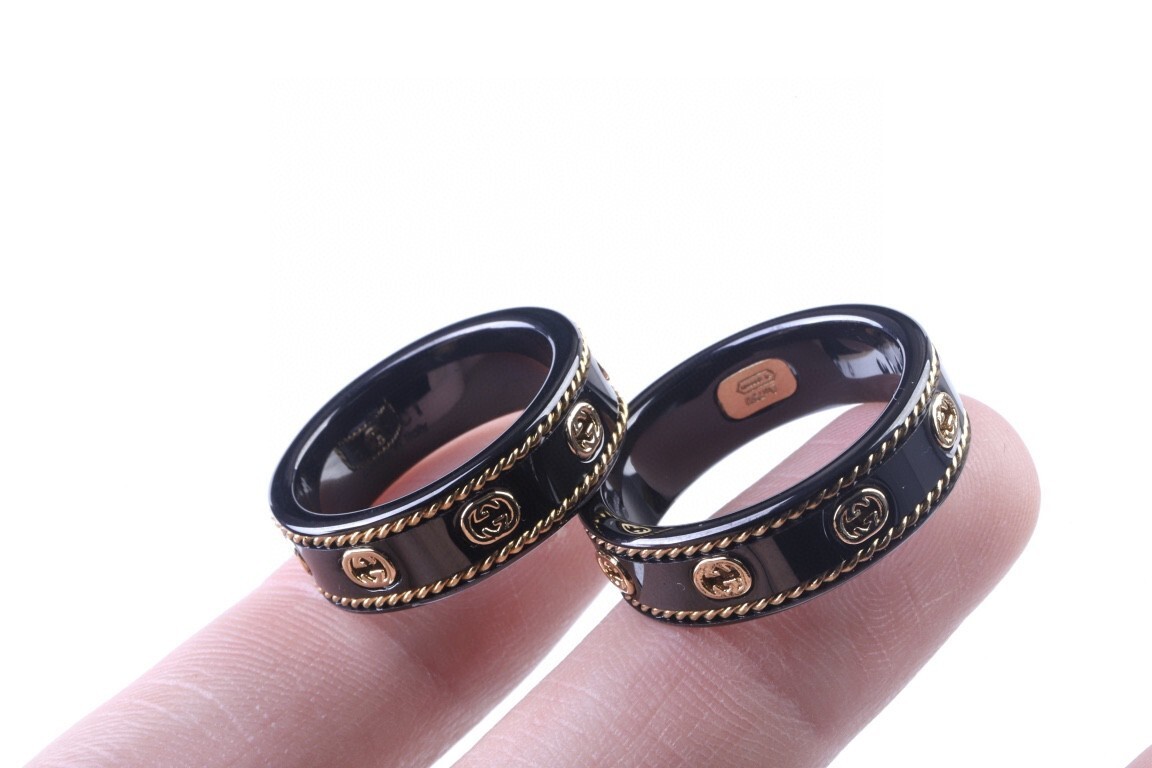 gold Gucci Black Ceramic Ring