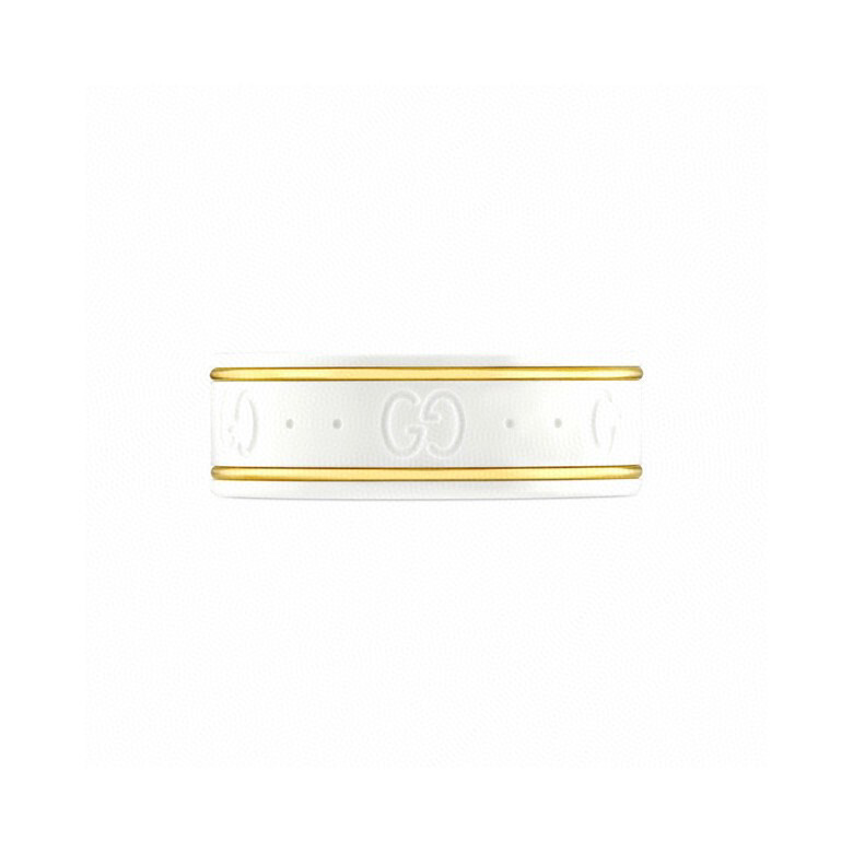 Gucci White Ceramic Gold Ring