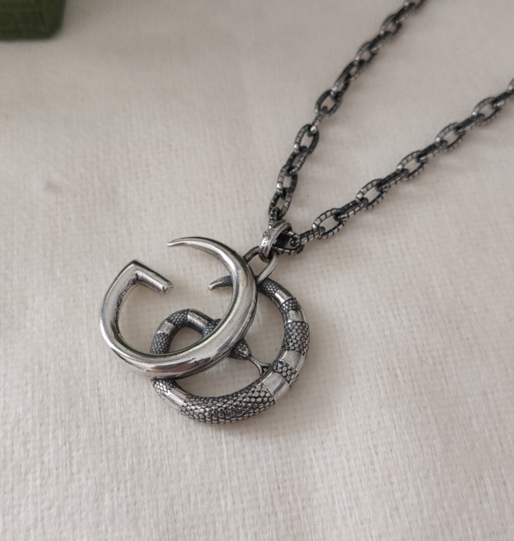 Gucci Silver Snake GG Necklace