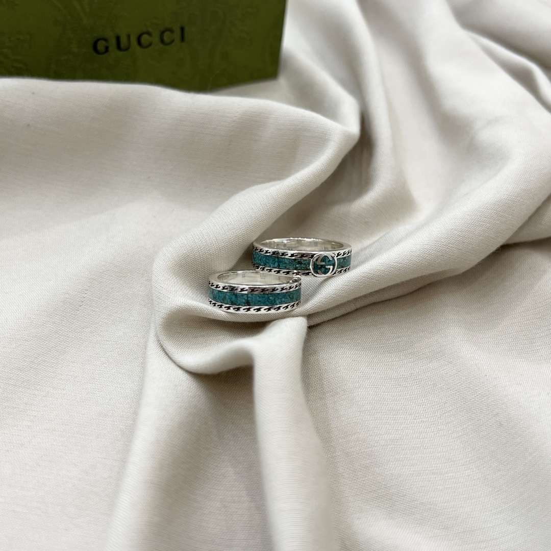 Gucci Silver Turquoise Band Ring