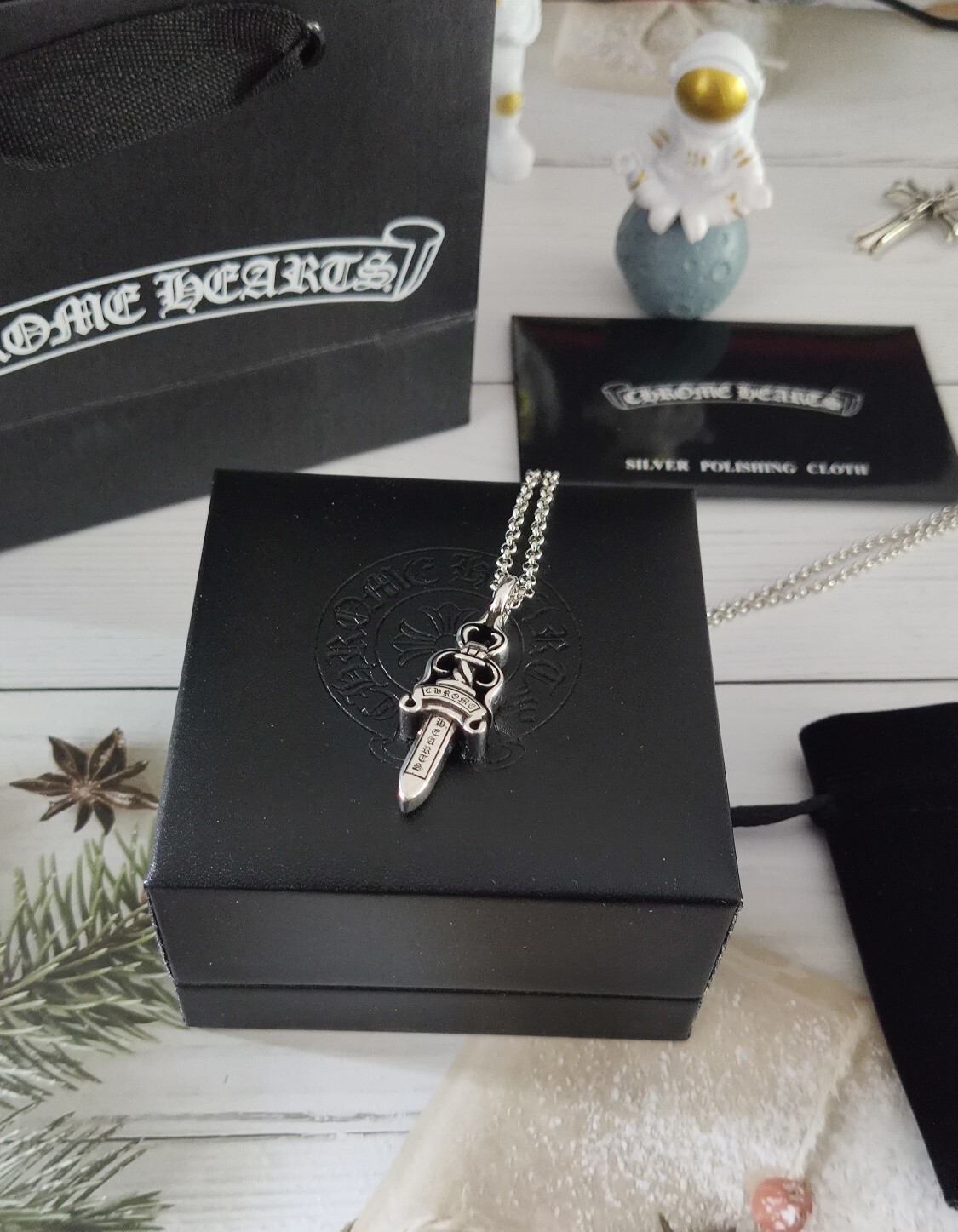 Chrome Hearts Silver Dagger Pendant Necklace – Gothic Style