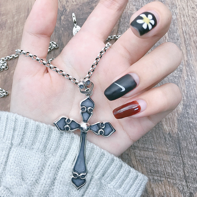 Chrome Hearts Oxidized Silver Cross Pendant – Bold Statement