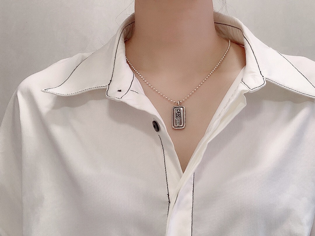 Chrome Hearts Silver Tag Pendant Necklace