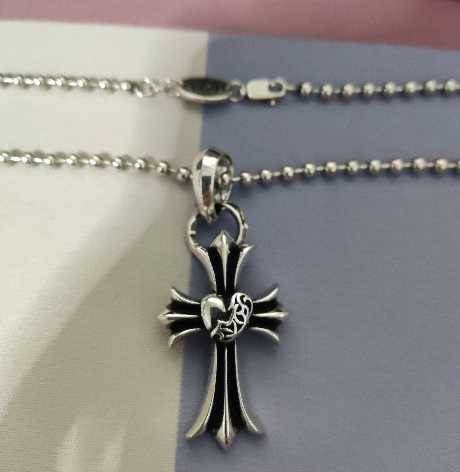 Chrome Hearts Silver Cross Pendant Necklace