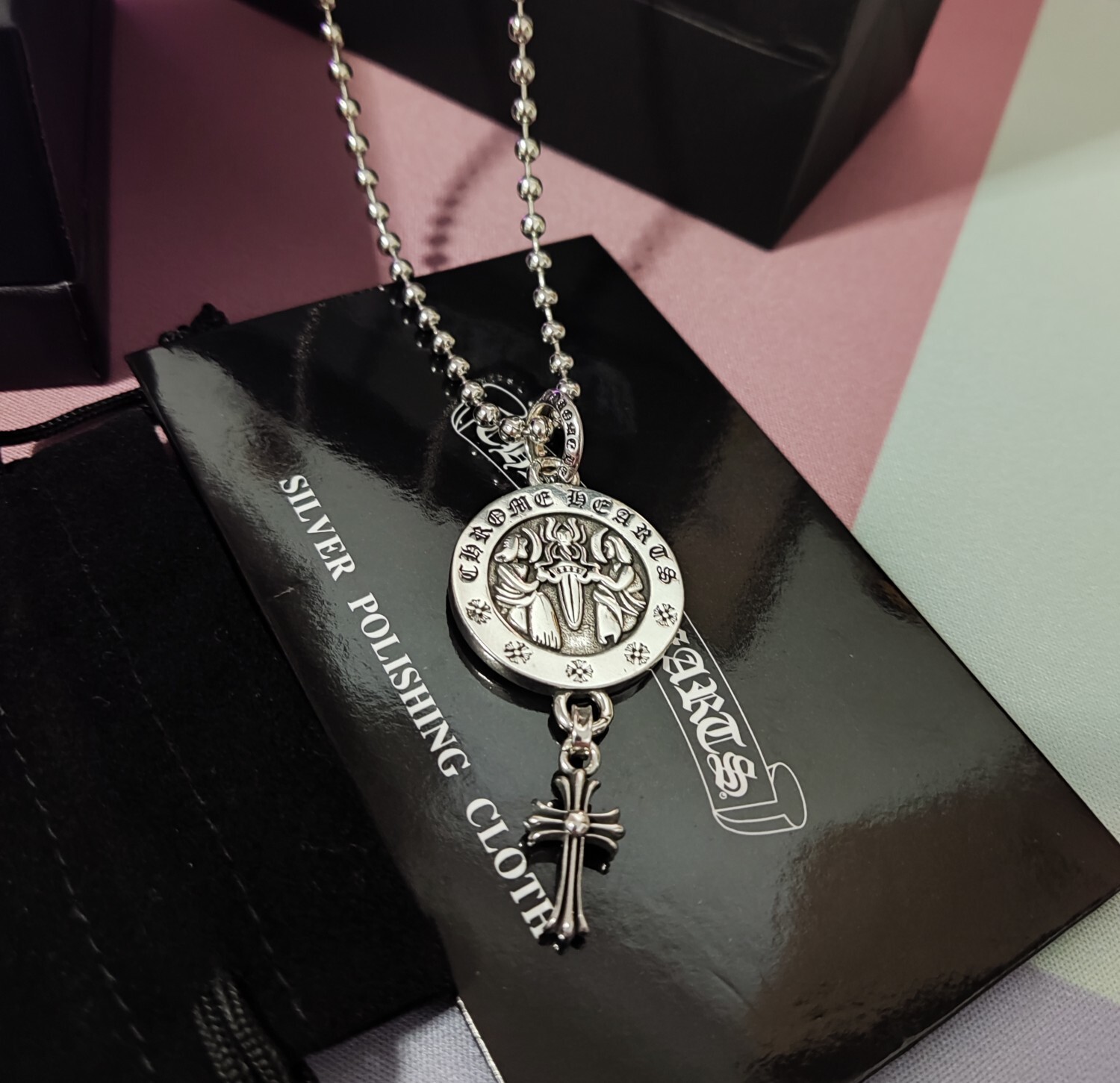 Chrome Hearts Silver Cross Necklace – Chrome Hearts Silver Medallion