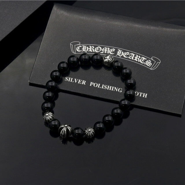 Chrome Hearts Inspired Black Onyx Beaded Bracelet