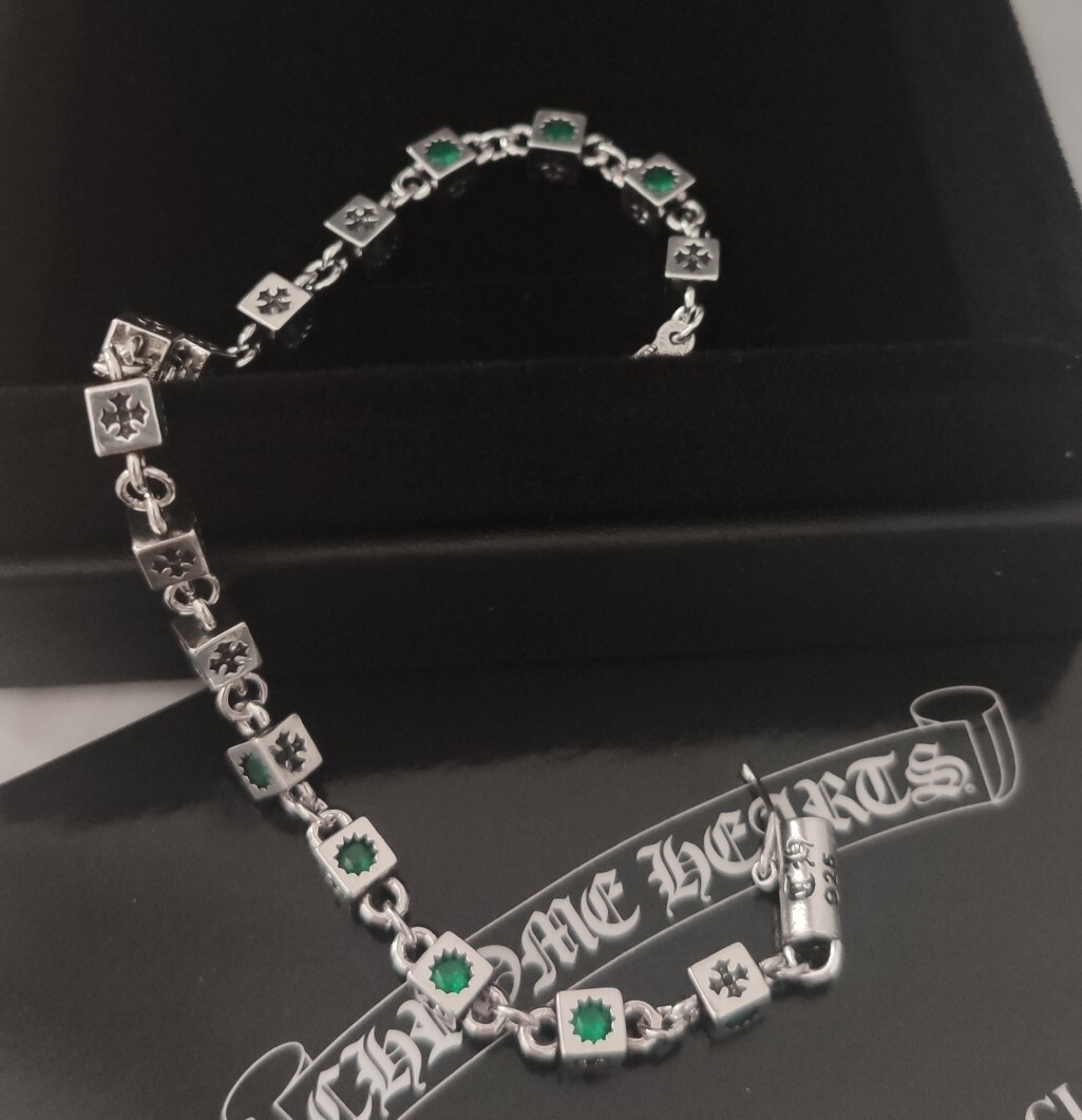 Emerald Cross Cube Silver Bracelet – Premium Quality