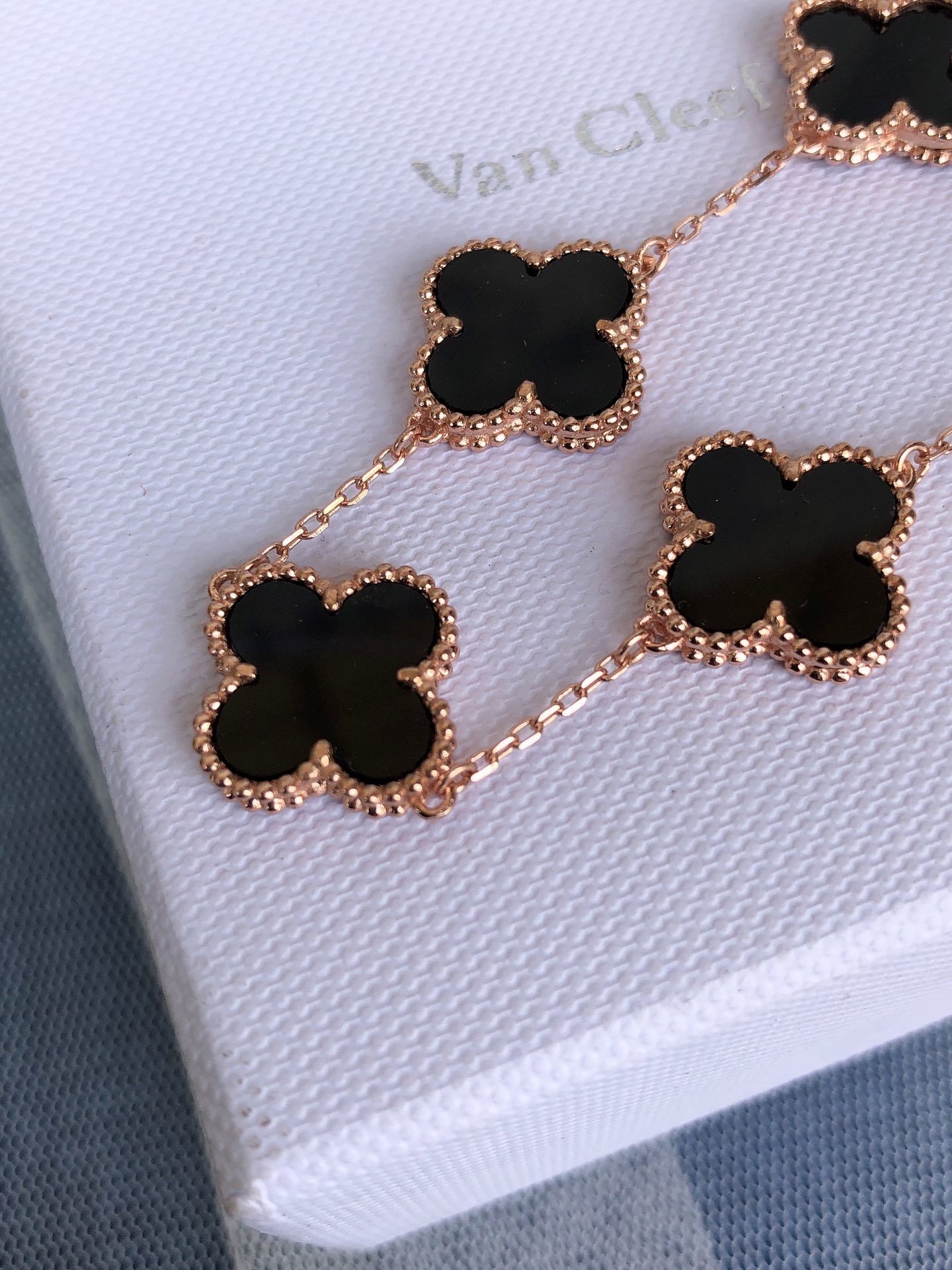 Van Cleef Alhambra Bracelet – Black Onyx & Rose Gold