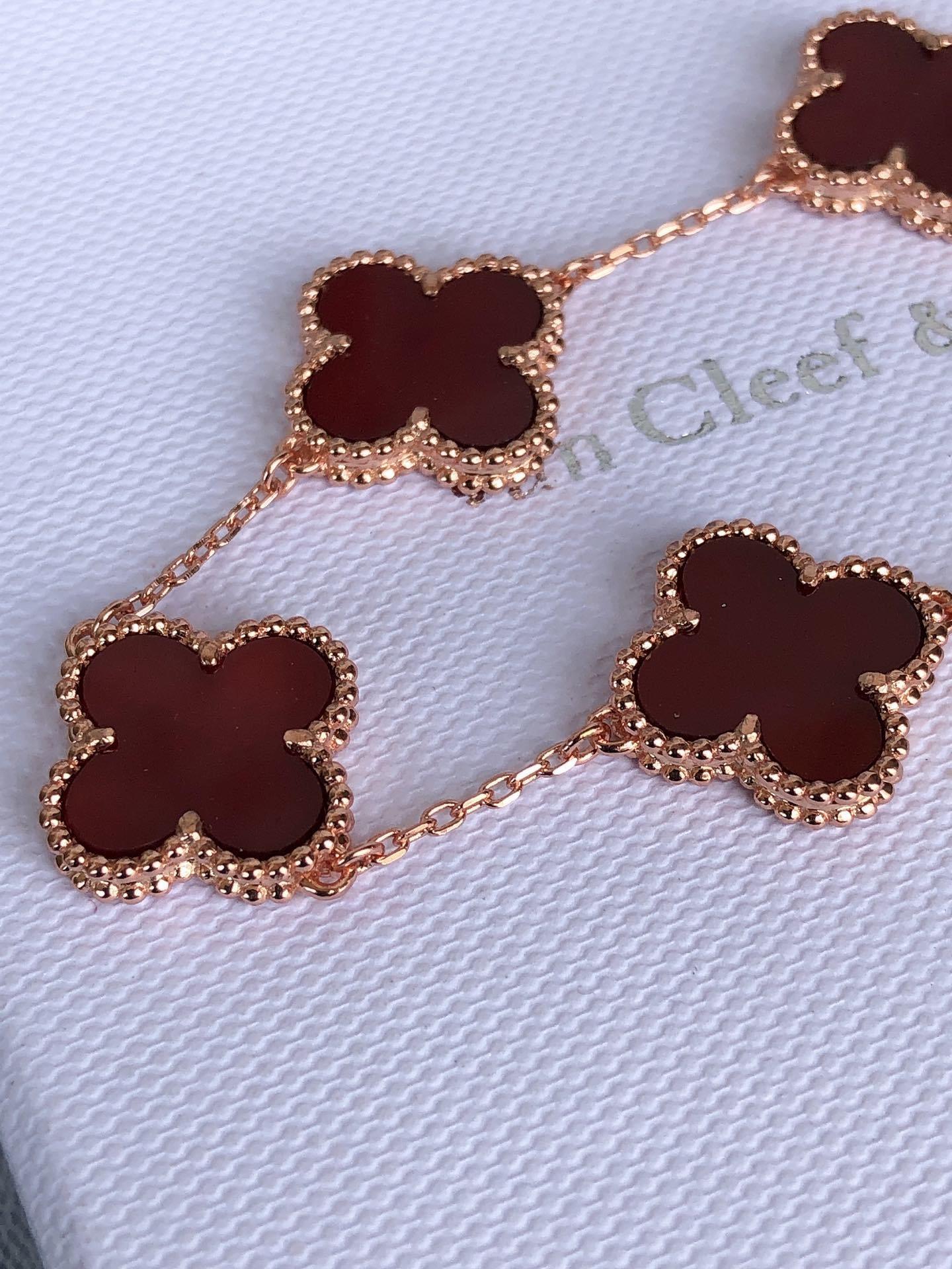 Van Cleef Red Agate Rose Gold Bracelet – Four Leaf Clover
