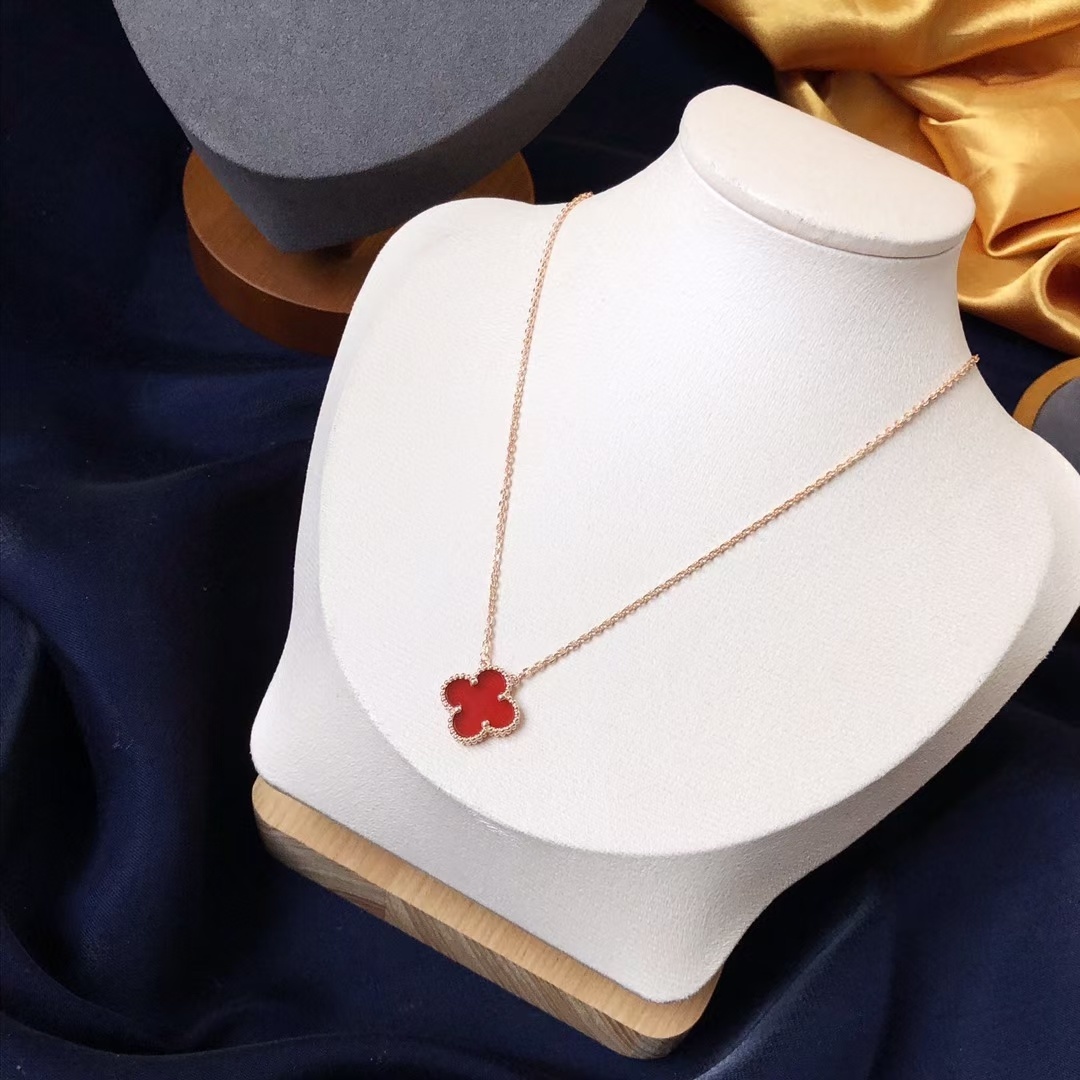 Van Cleef Red Alhambra Necklace – Rose Gold