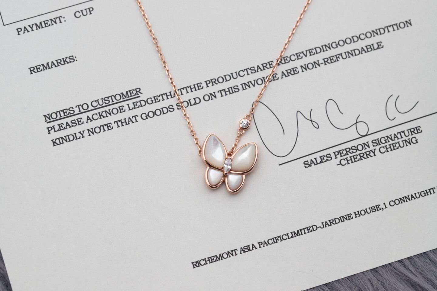 Van Cleef Rose Gold Butterfly Necklace – Van Cleef Rose Gold