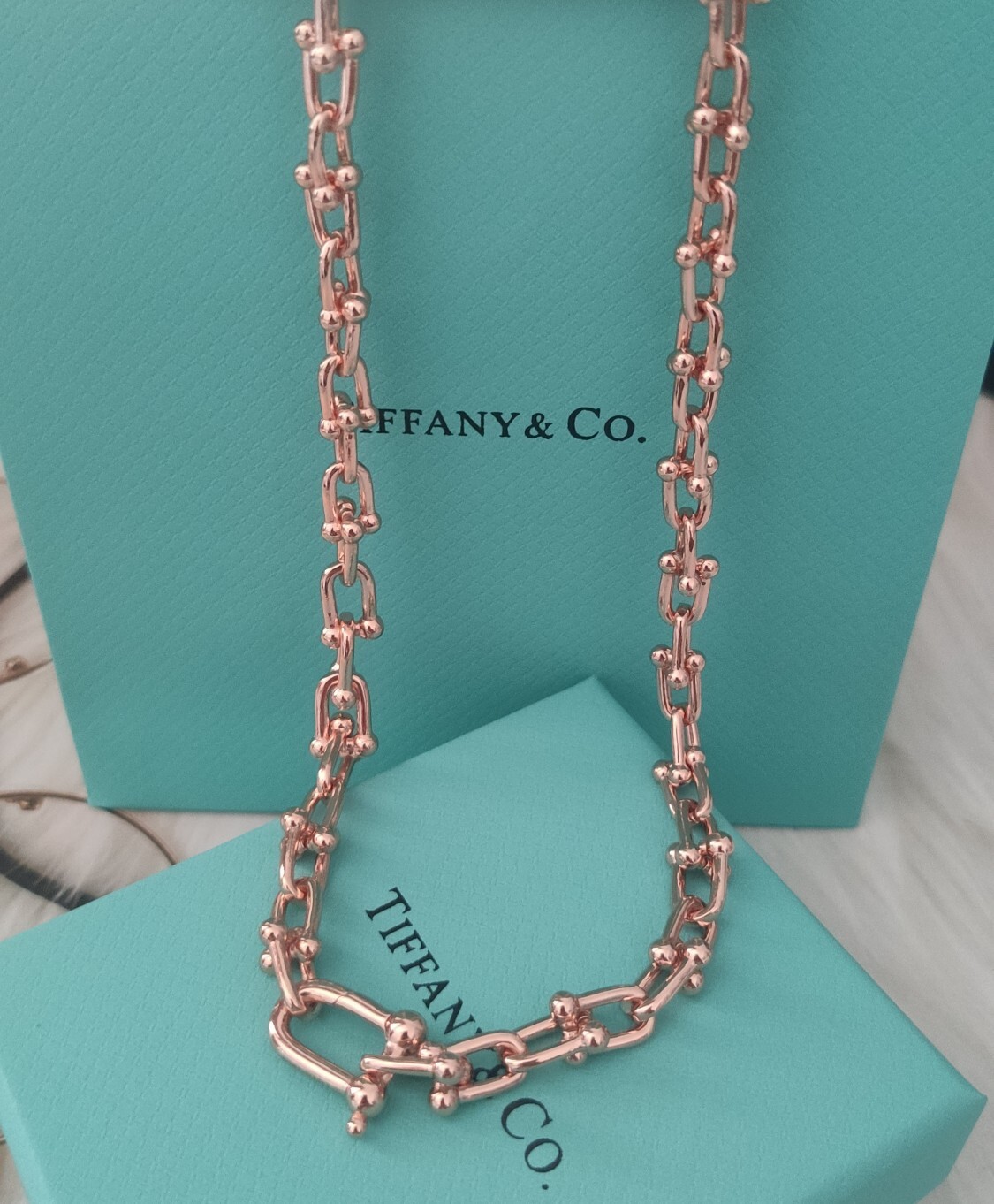 Tiffany Rose Gold Link Necklace – Designer Statement Piece