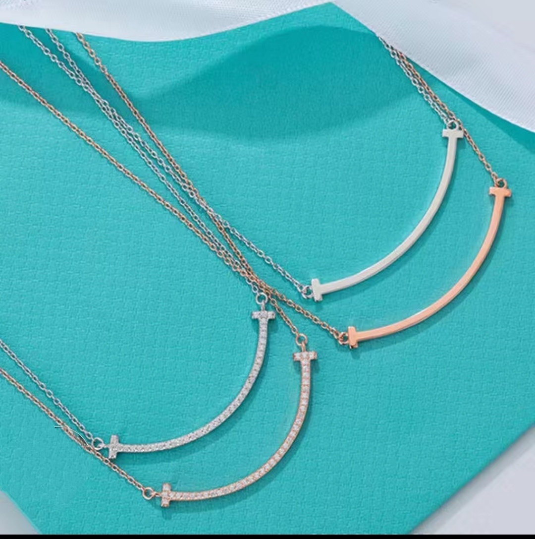 Tiffany Rose Gold Smile Pendant – Diamond Accent Necklace