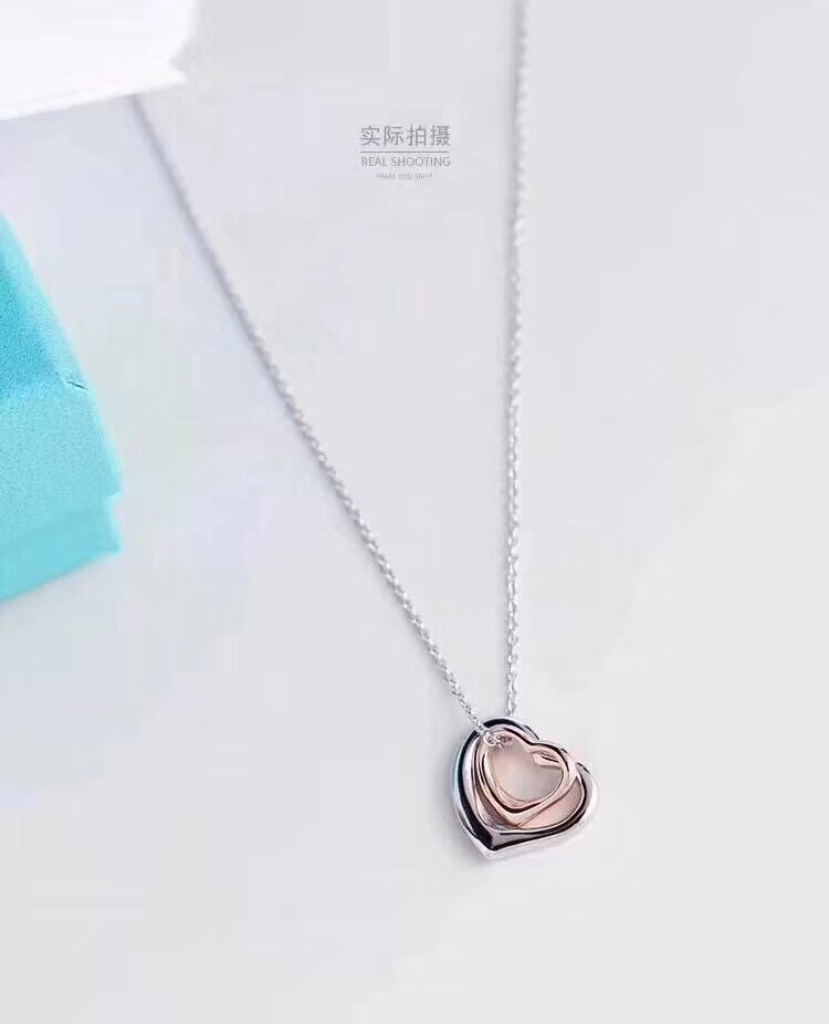 Tiffany Silver Rose Gold Heart – Tiffany & Co. Silver Rose Gold Double