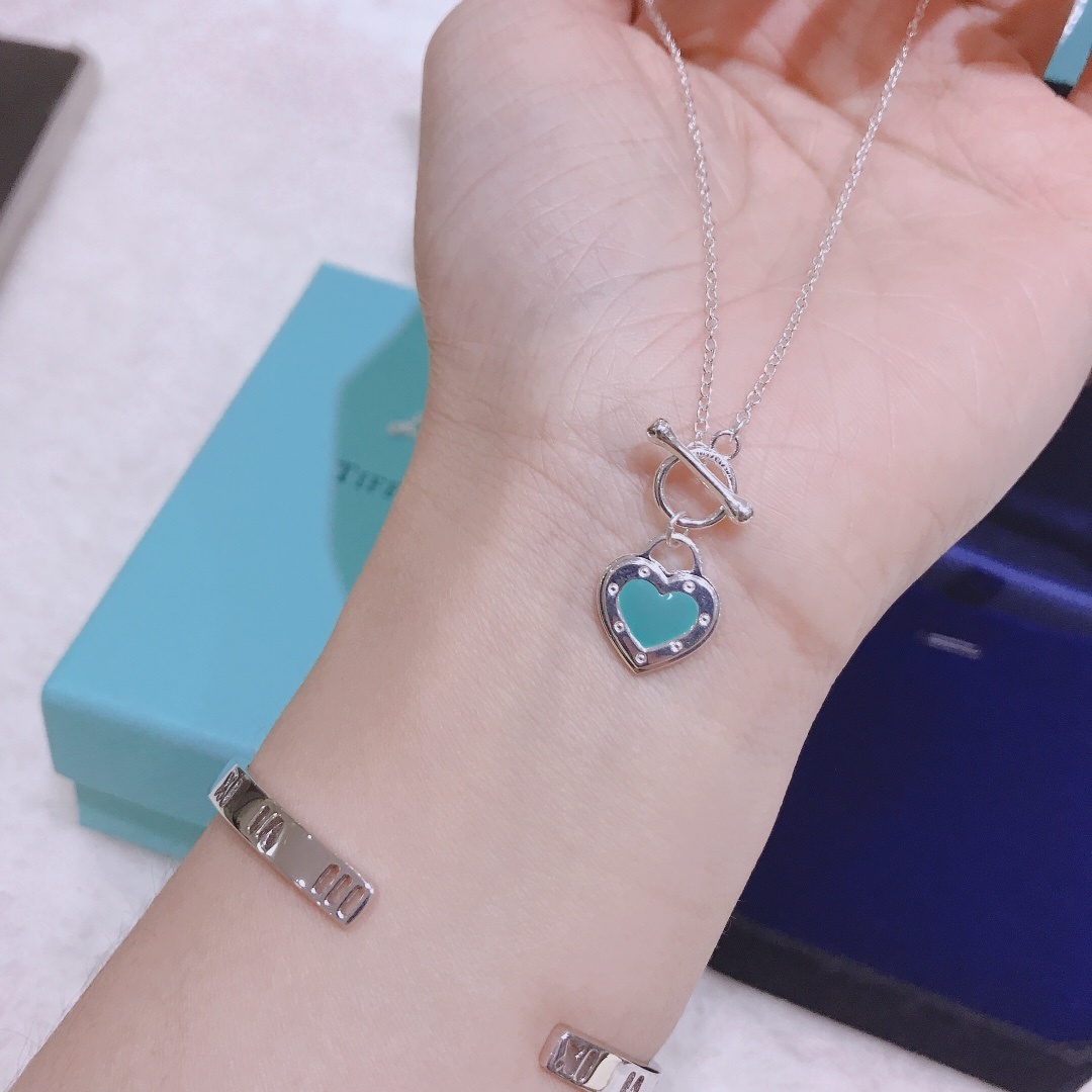 Tiffany Turquoise Heart Pendant – Tiffany Silver Heart Tag Pendant