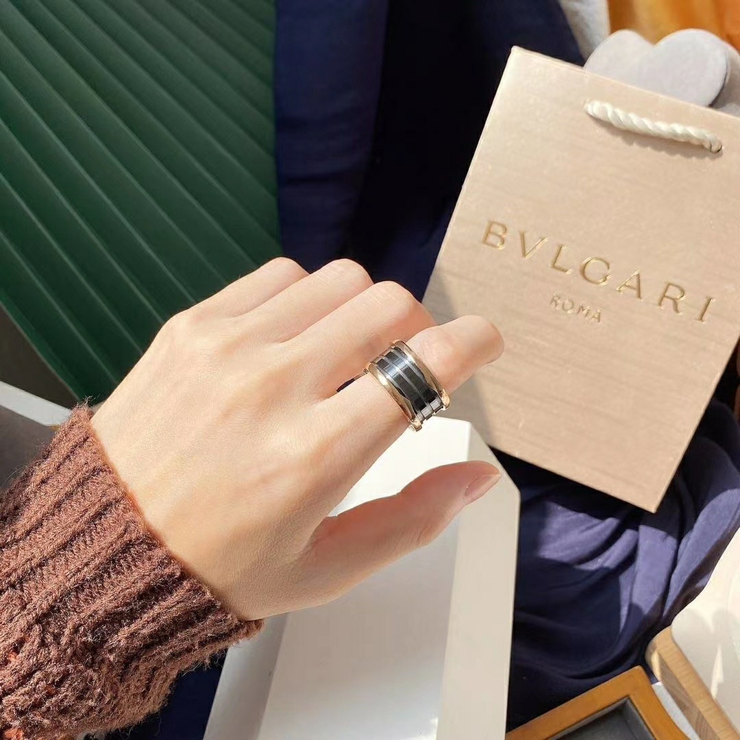 Bvlgari Black Ceramic Rose Gold Ring – Bvlgari Ring