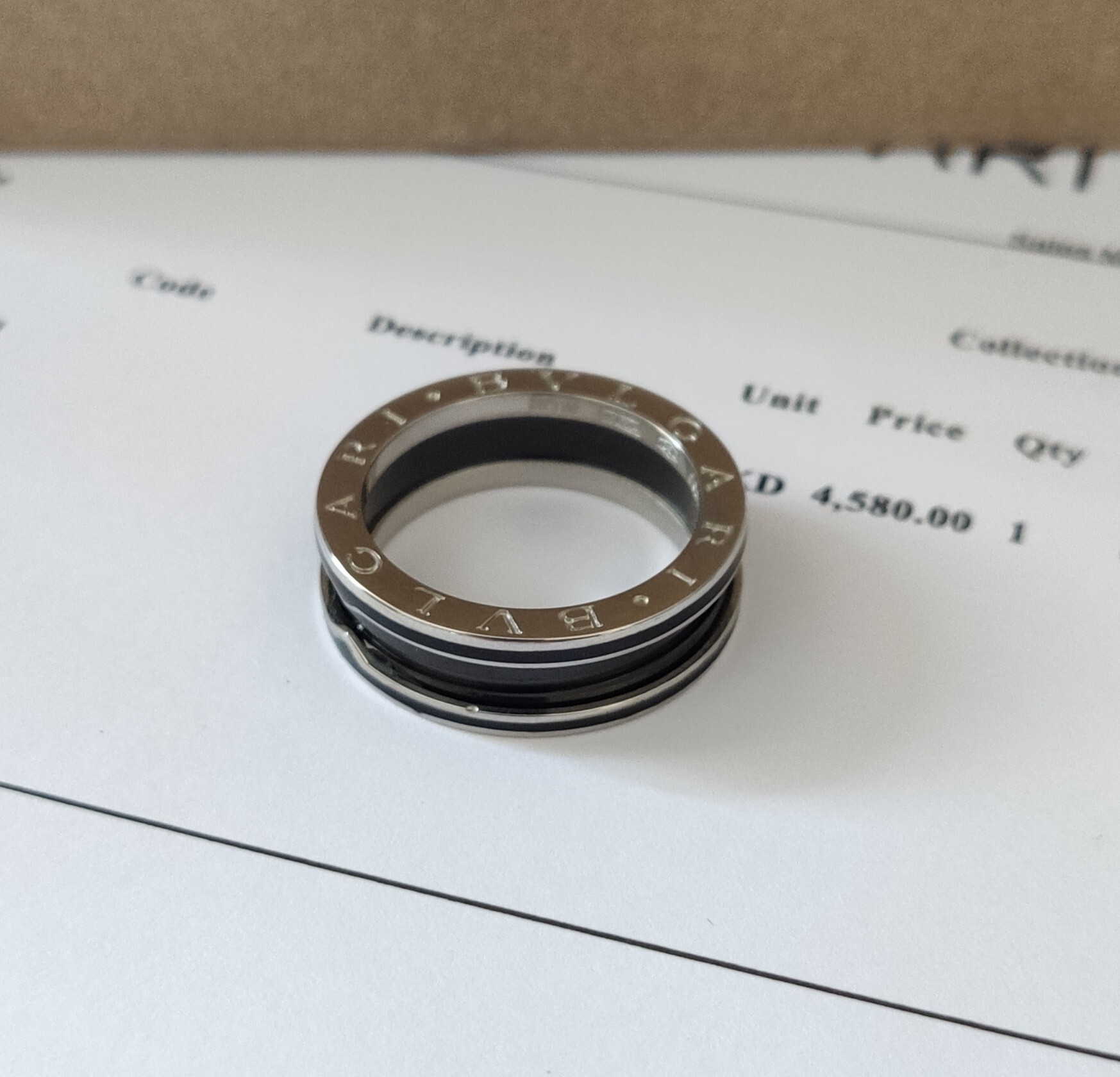 Bvlgari Silver Black Ceramic Ring – Bvlgari B.zero1