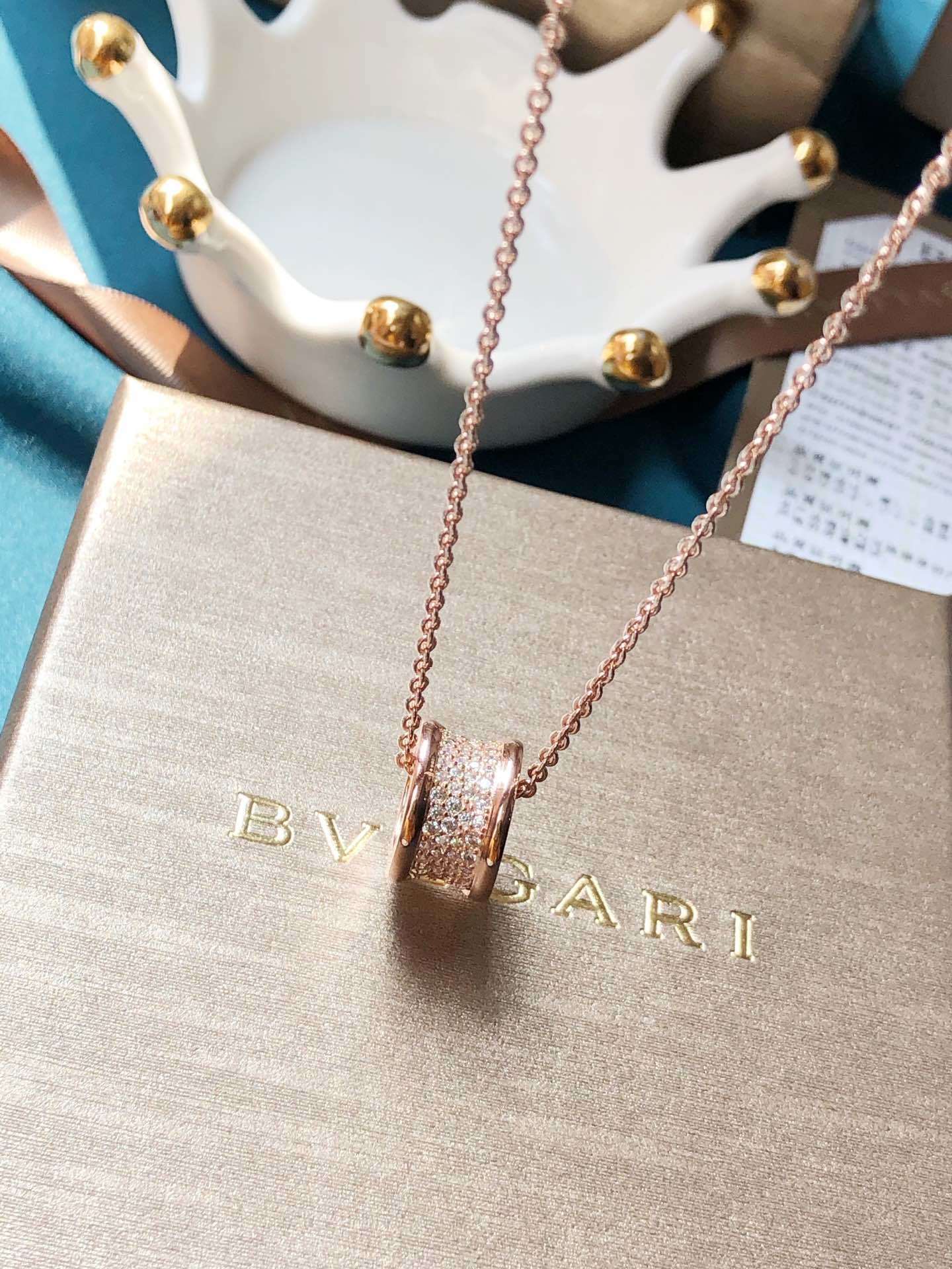 Bvlgari Rose Gold Diamond B.zero1 Necklace – Stunning Design