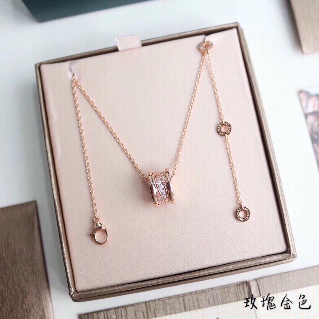 Bvlgari Rose Gold B.zero1 Necklace – Diamond Accents