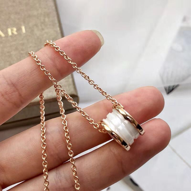 Bvlgari Rose Gold White Ceramic Pendant Necklace