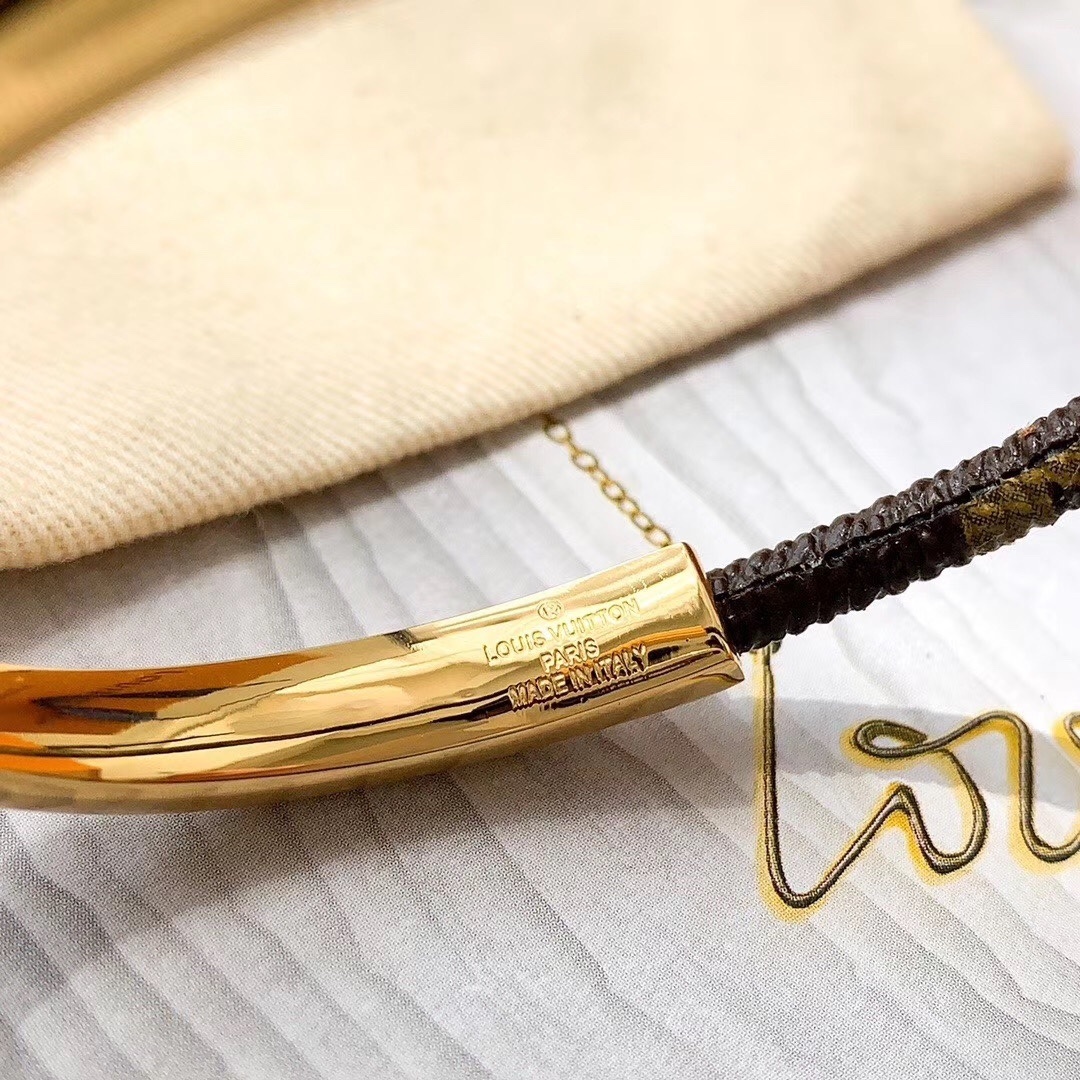 Louis Vuitton Premium Leather & Gold Bracelet