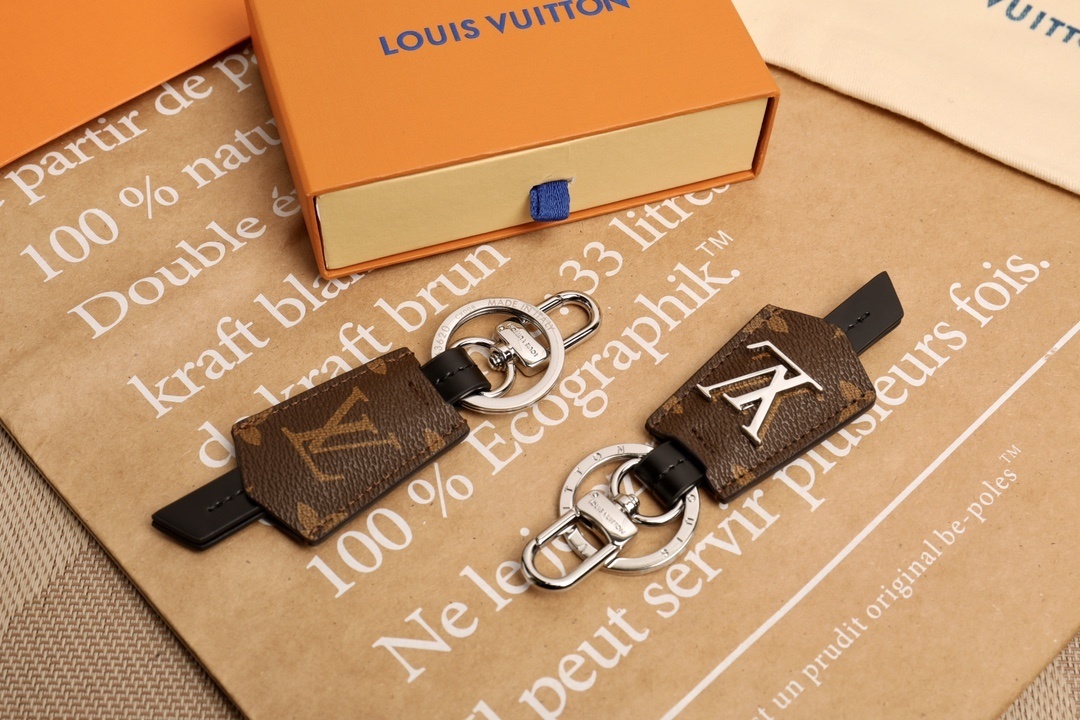 LV Monogram Leather Tab Keychain