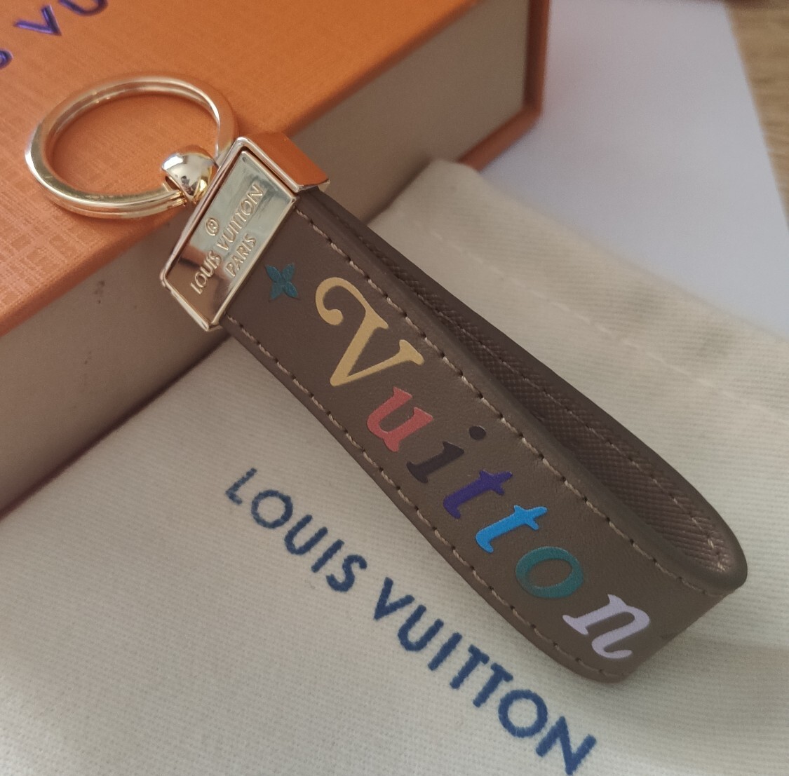 multicolor Louis Vuitton leather keychain
