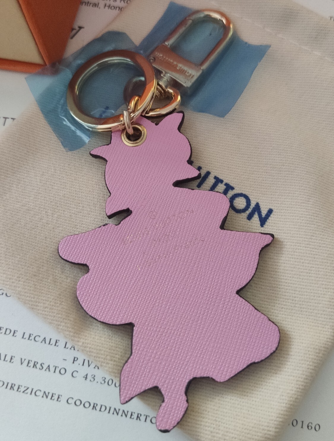 LV Vivienne Pink Leather Bag Charm - Key Holder