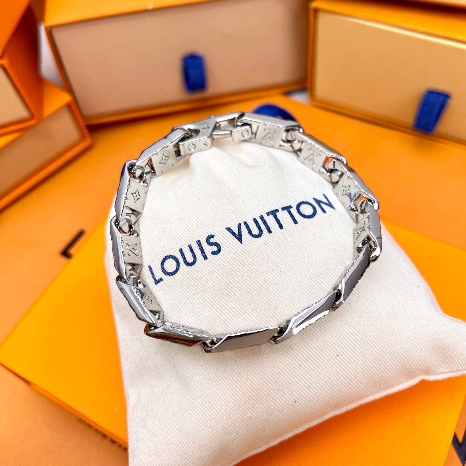 Louis Vuitton Silver-Tone Bracelet | Premium Quality