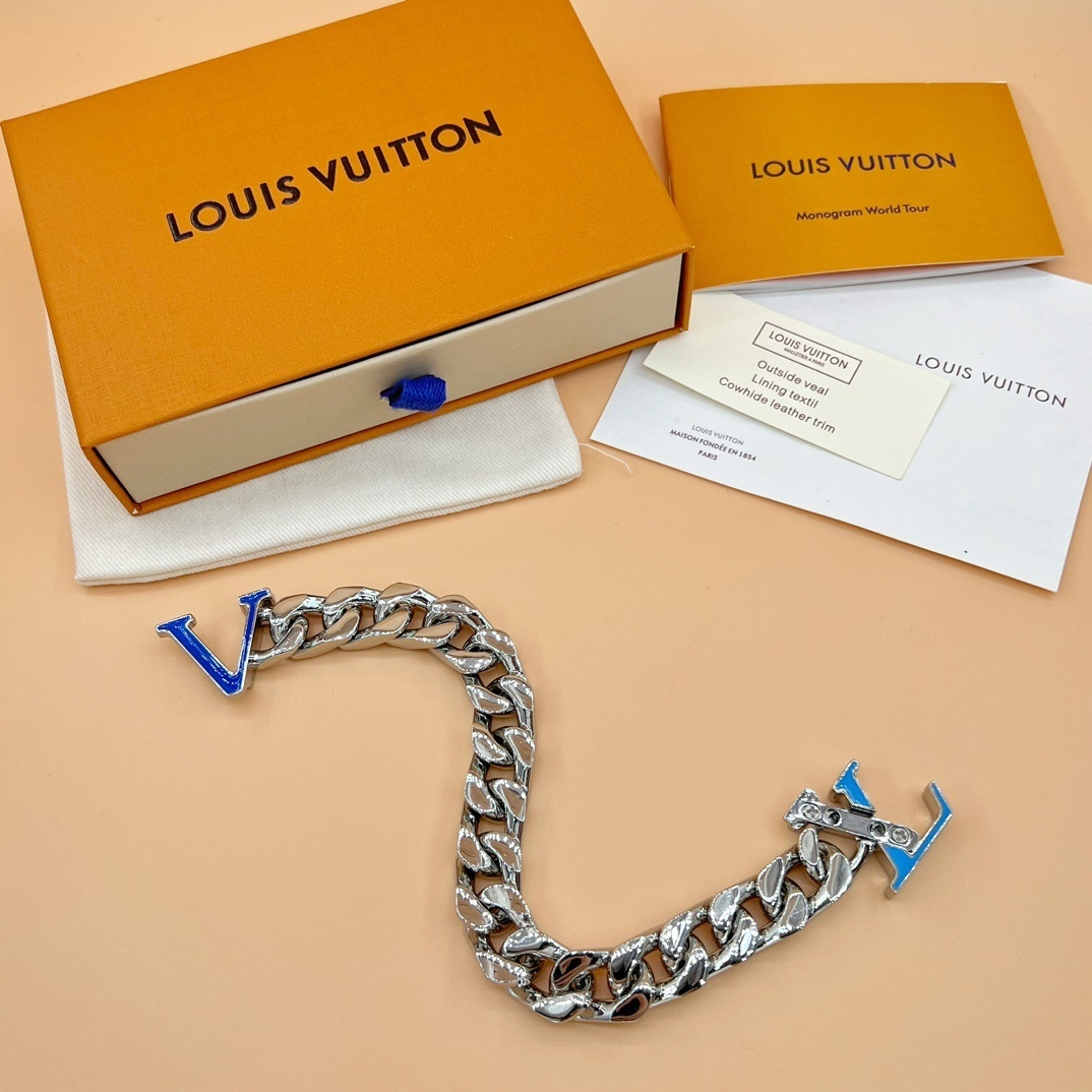 Louis Vuitton Chain Links Bracelet Silver Blue