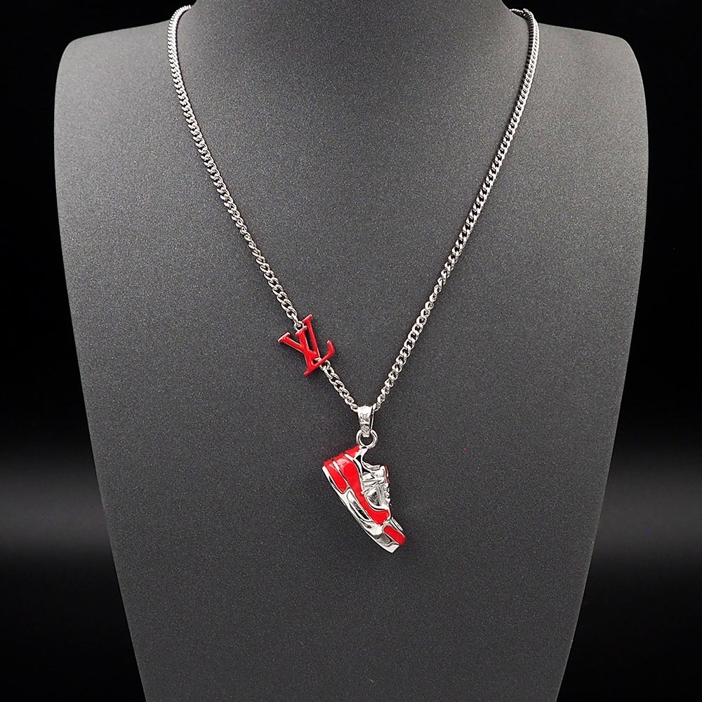 LV Silver Red Sneaker Necklace – Louis Vuitton Silver & Red Sneaker