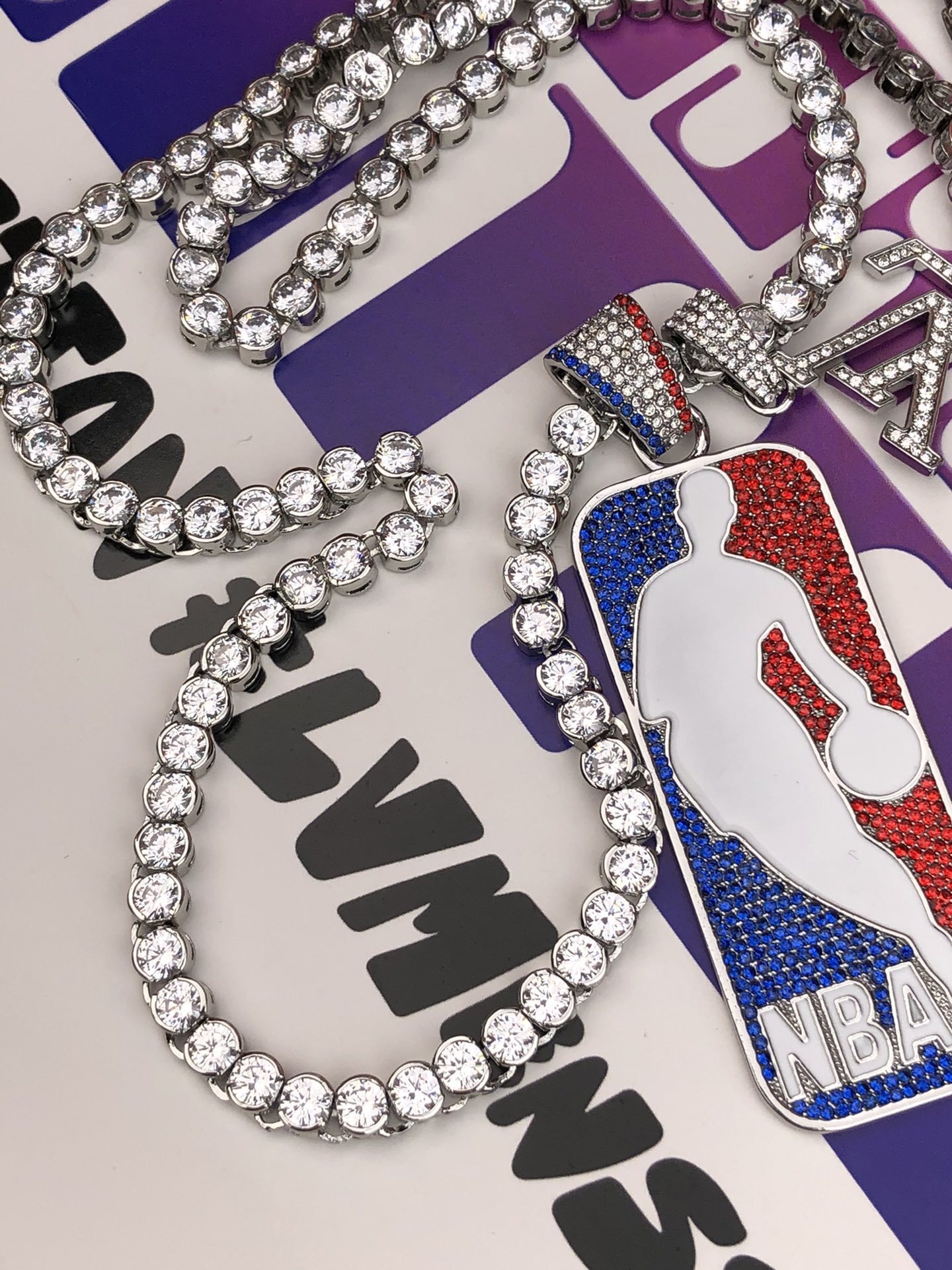 Iced NBA Logo Pendant Necklace – Statement Piece