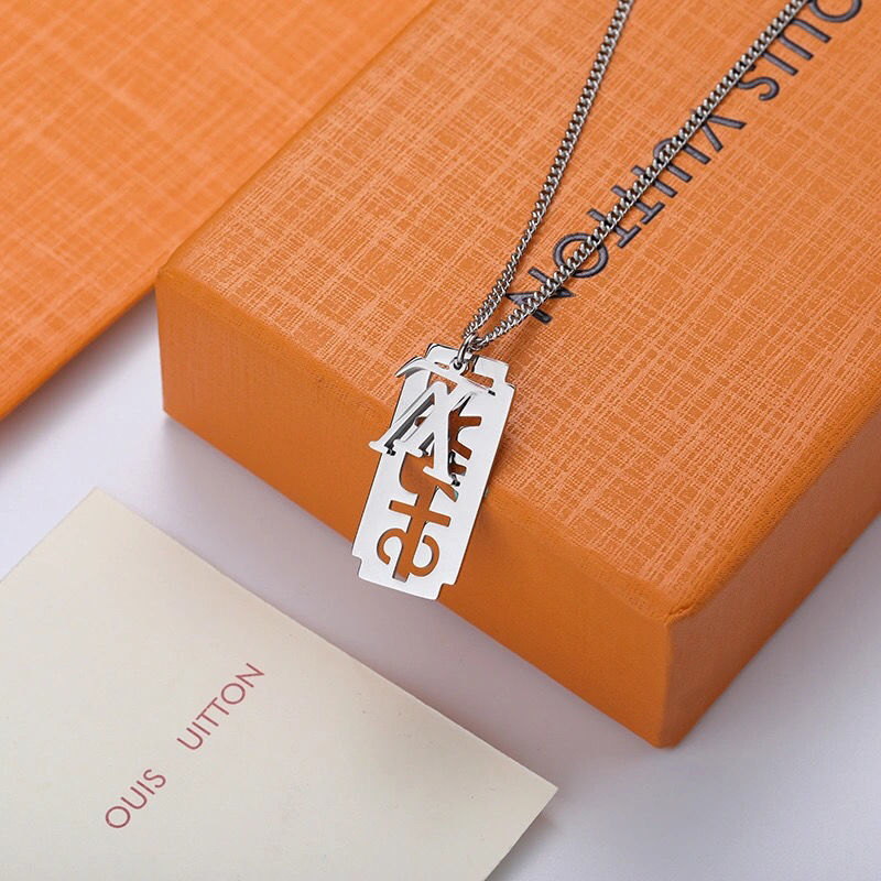 Louis Vuitton Silver Razor Pendant Necklace – Edgy Style