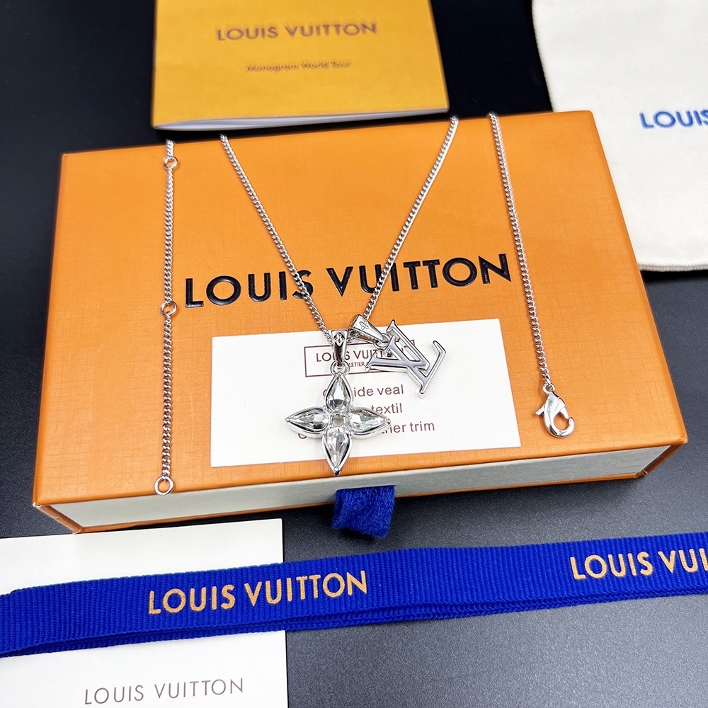 LV Silver Flower Monogram Necklace – Iconic Louis Vuitton