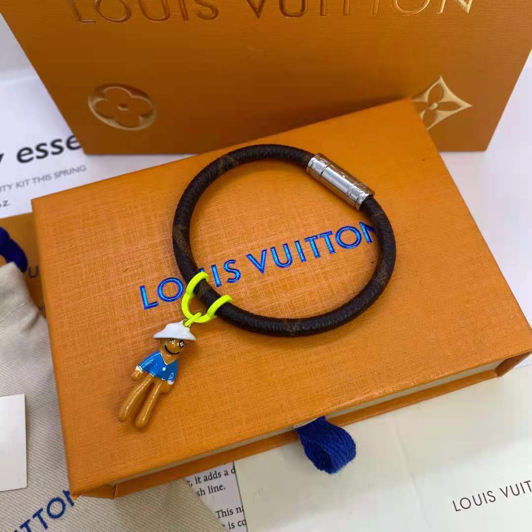 Louis Vuitton Premium Leather Bracelet with Charm